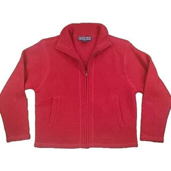 Vintage Herman Geist 100% Wool Sweater Womens Size Petite Medium Red Full Zip - Picture 1 of 11